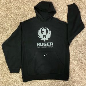 NWOT Vintage Nike “Ruger Firearms” Hooded Sweatshirt, Men’s Large, Black